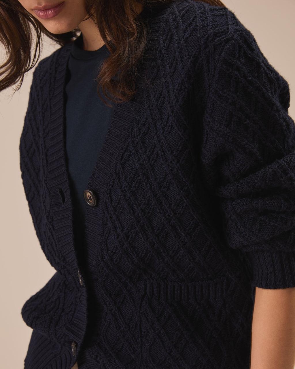 Cardigan lana punto maglia diamond