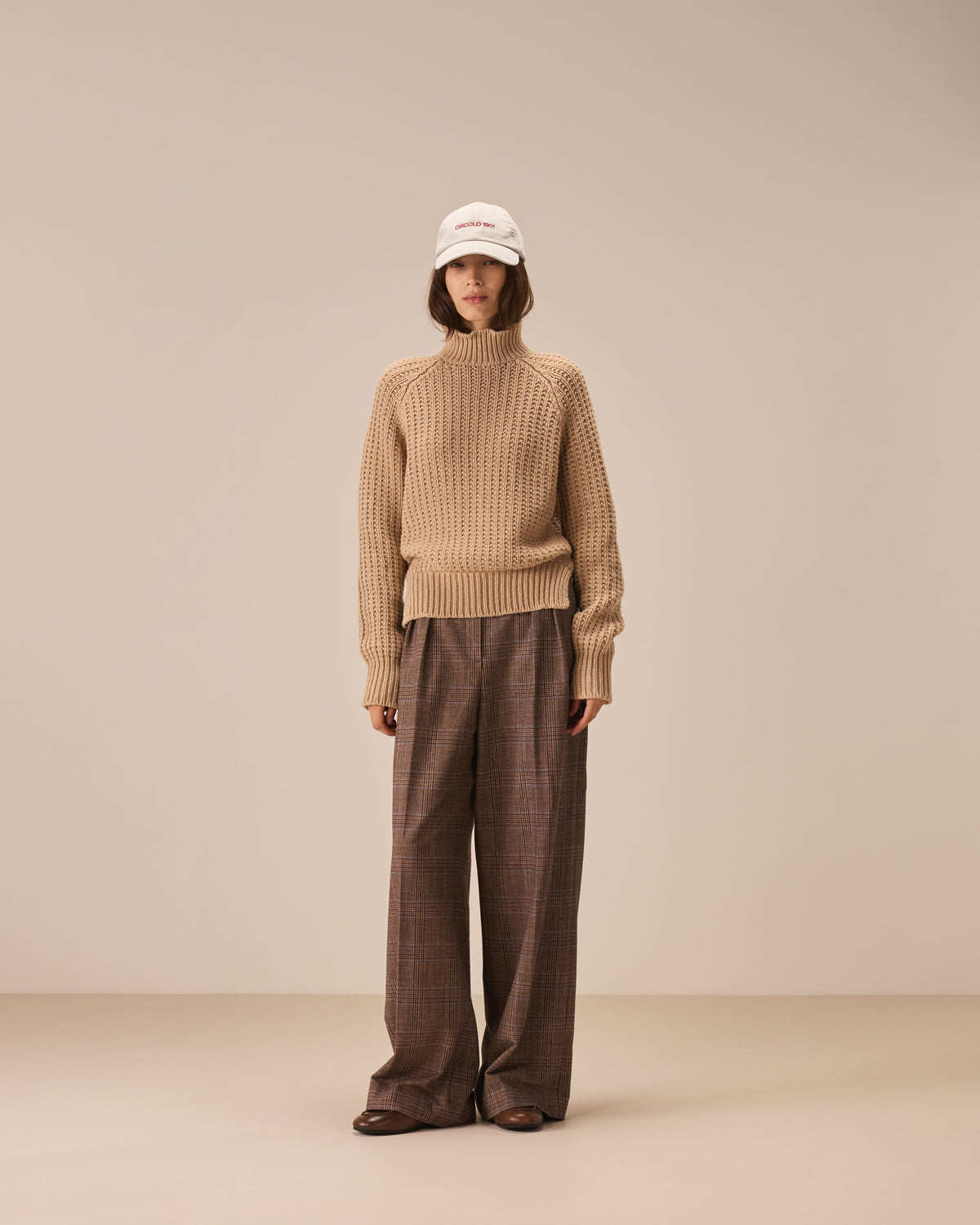 Maglione collo alto boxy fit punto maglia grain