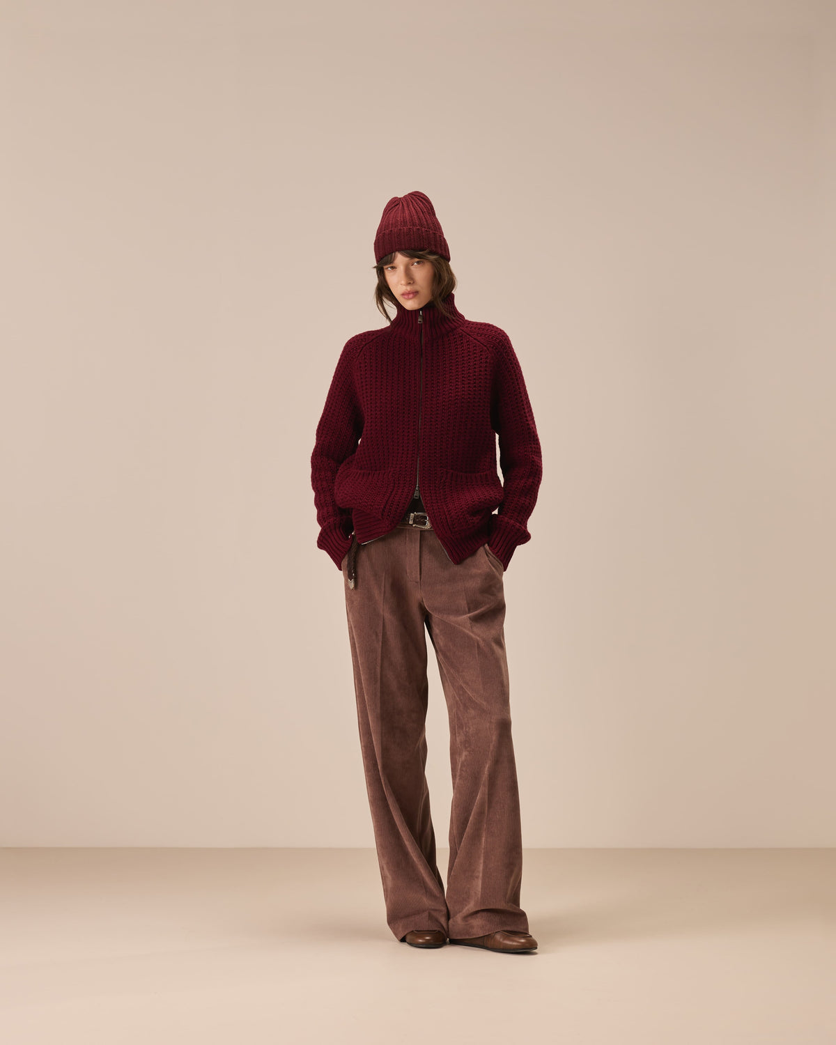 Full zip blouson punto maglia grain