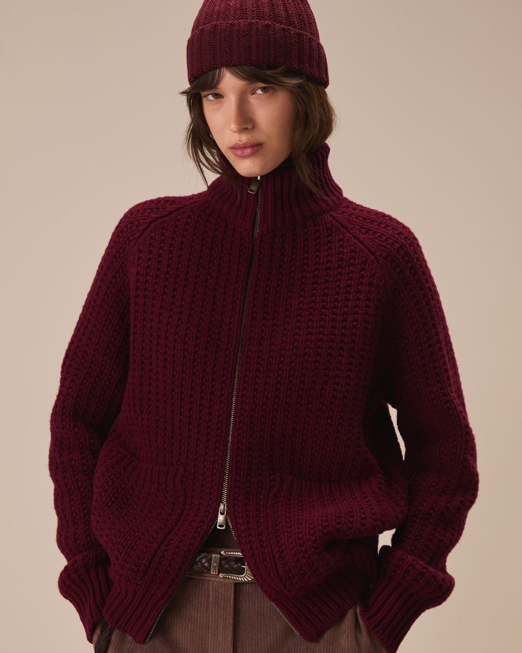 Full zip blouson punto maglia grain