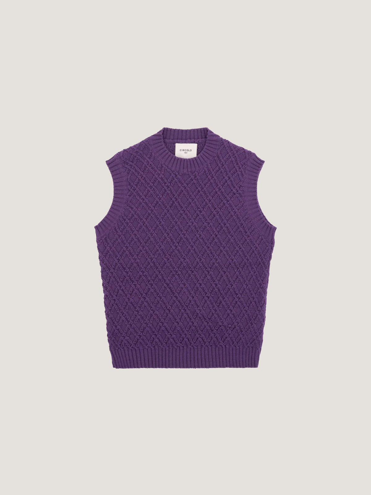 Diamond-stitch wool vest