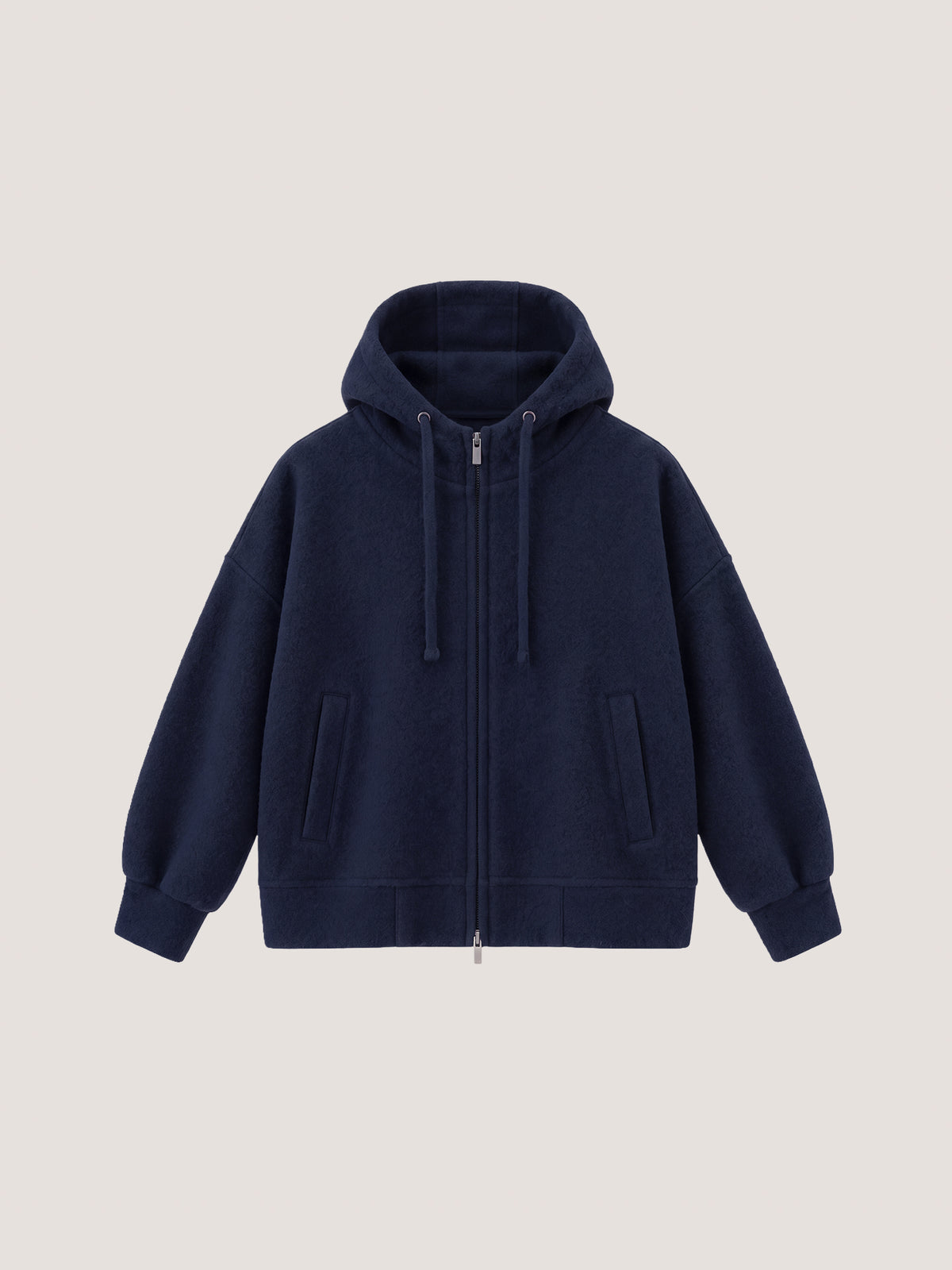 Felpa full zip soft felted jersey lana