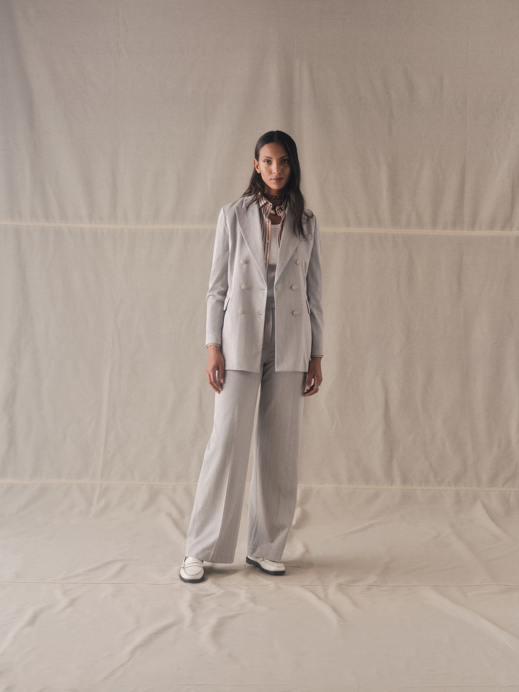 Pantalone vita alta Pinstriped