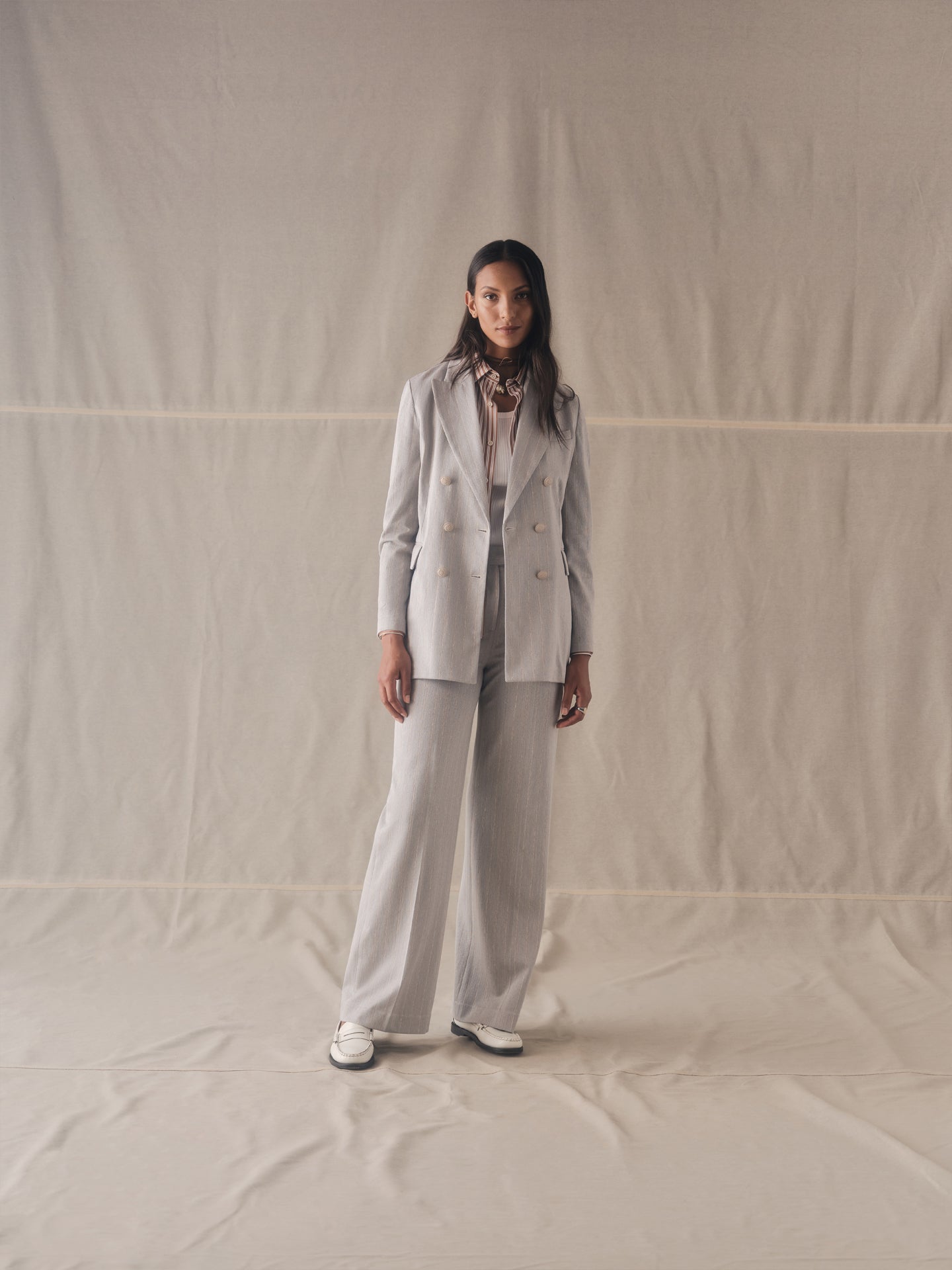 Pantalone vita alta Pinstriped