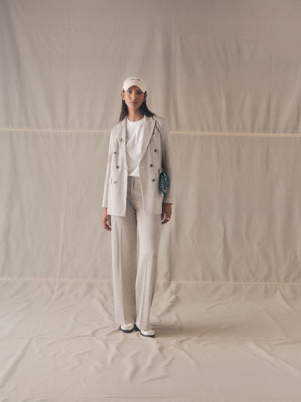 Pantalone vita alta Herringbone