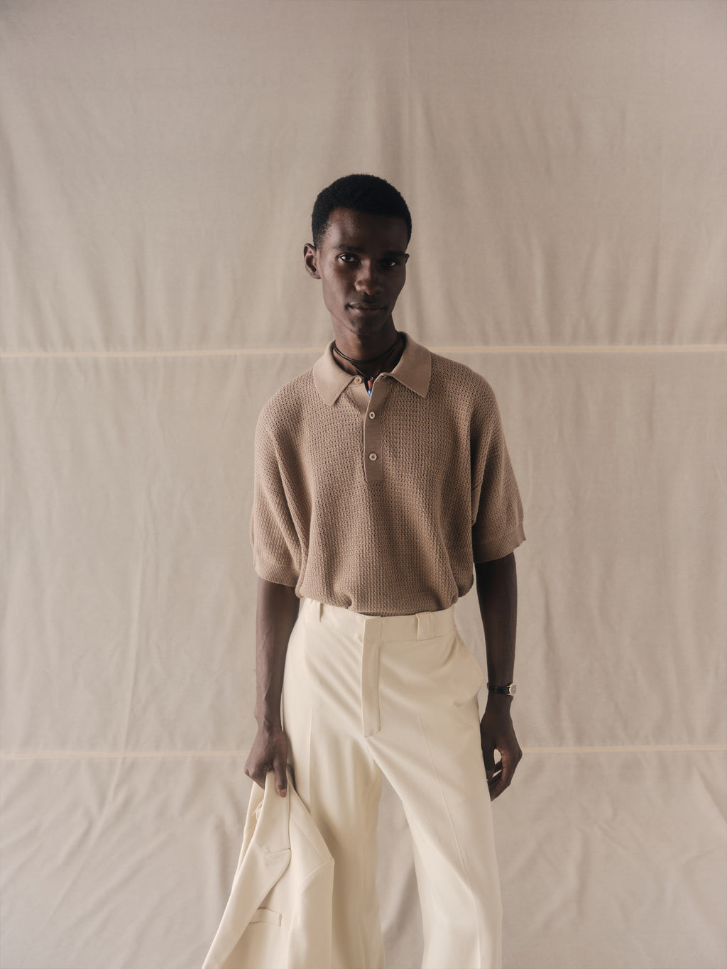 Eyelet pattern polo shirt
