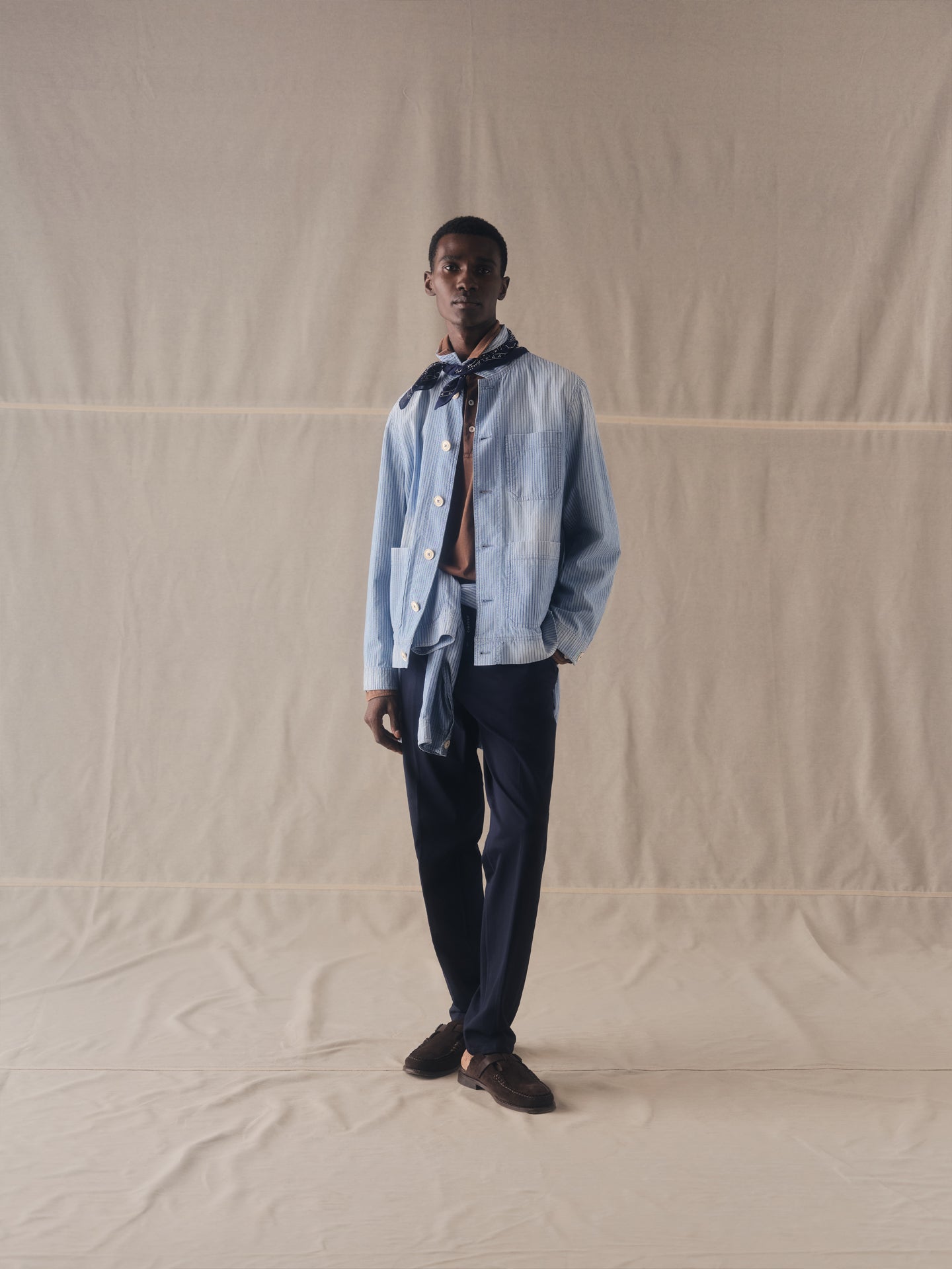 Striped Chambray work jacket