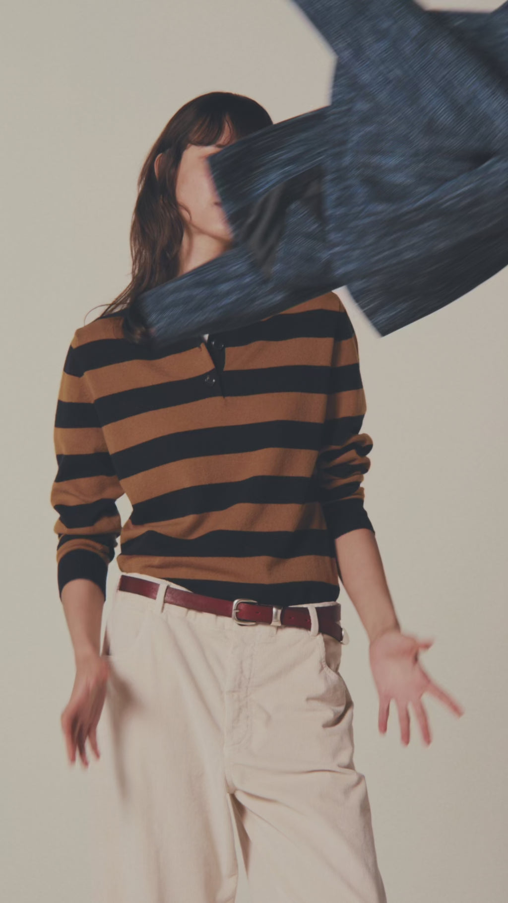 Polo lana striped ginger