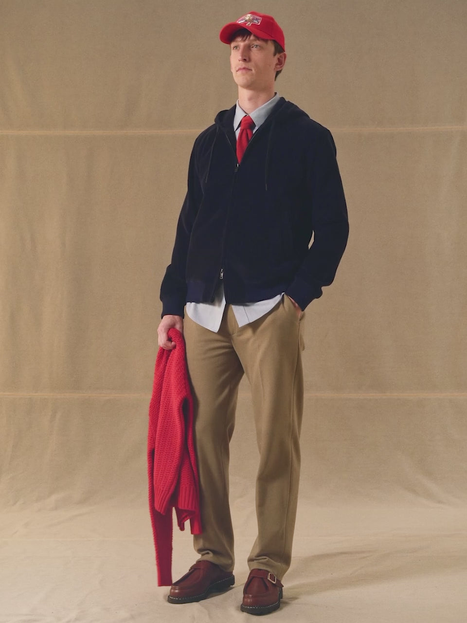 Full zip corduroy hoodie