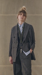 Doppiopetto long Striped denim