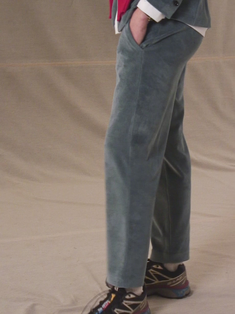 Slim long velour jacket