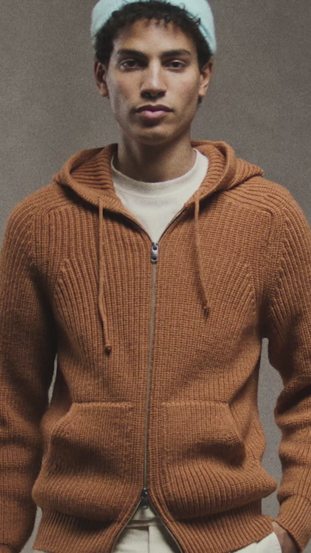 Knitted full zip hoodie