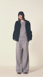Pantalone wide leg soft felted jersey lana