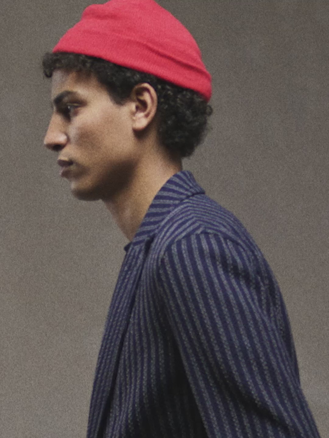 Striped simple jacket double breasted