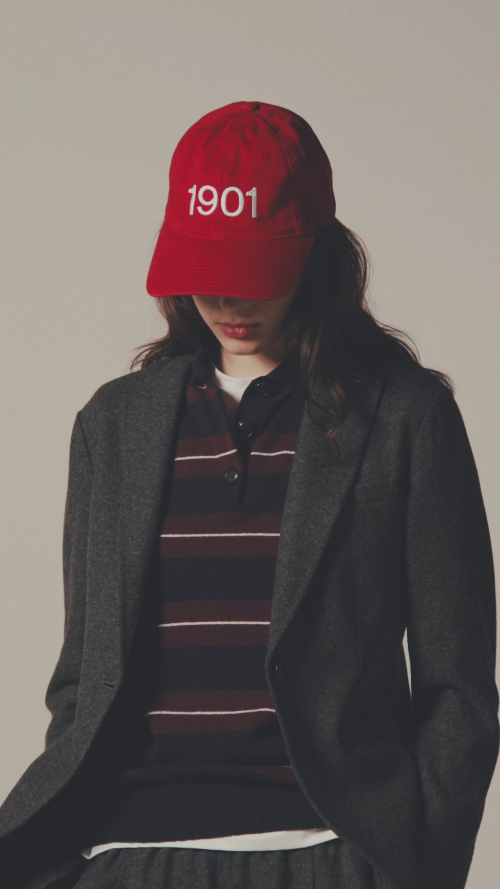 Polo lana striped cabernet