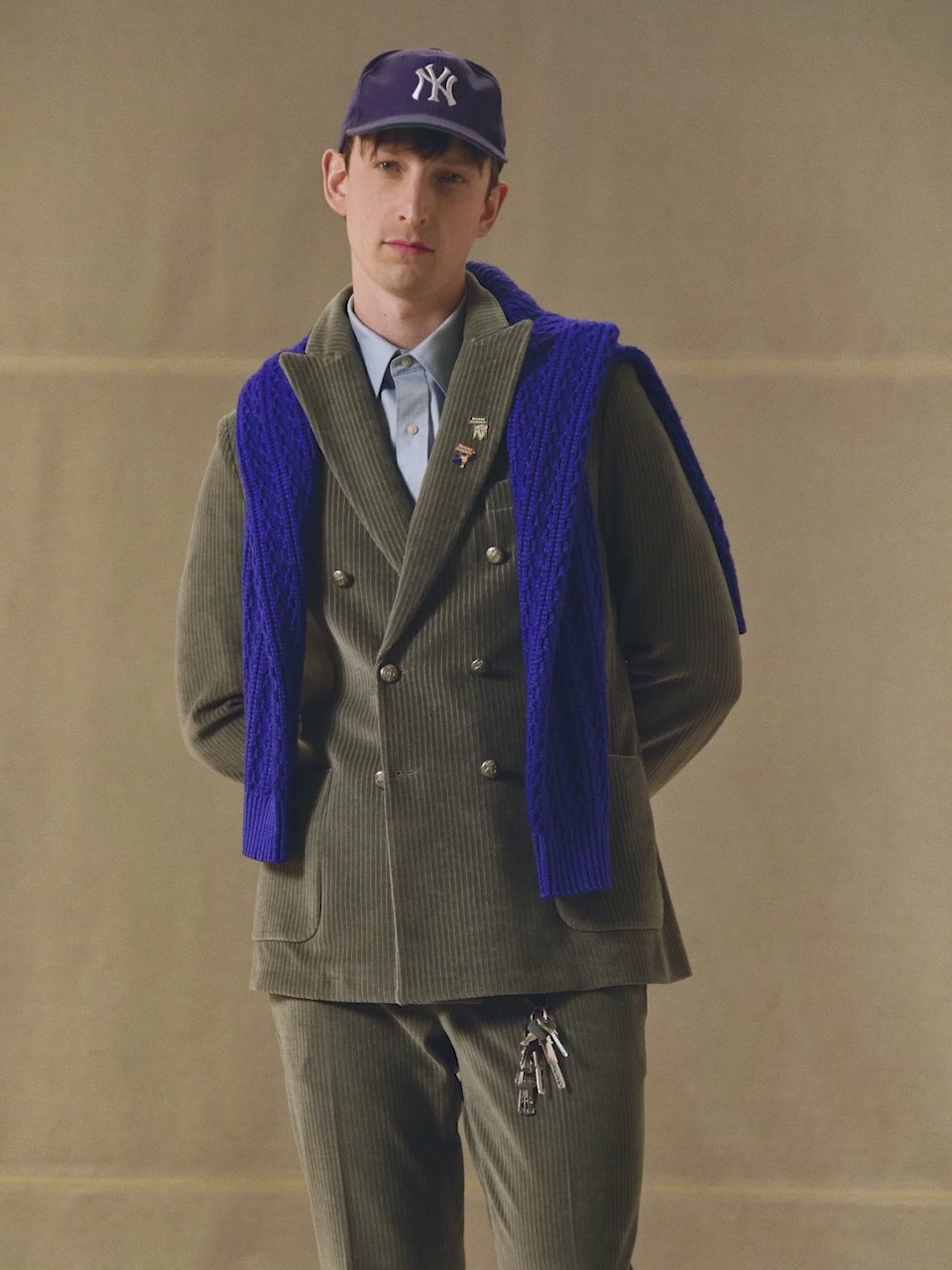 Corduroy double-breasted jacket