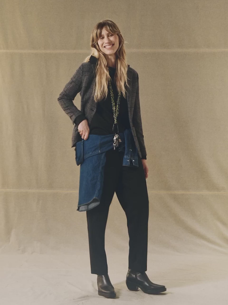 Giacca slim long Prince of Wales